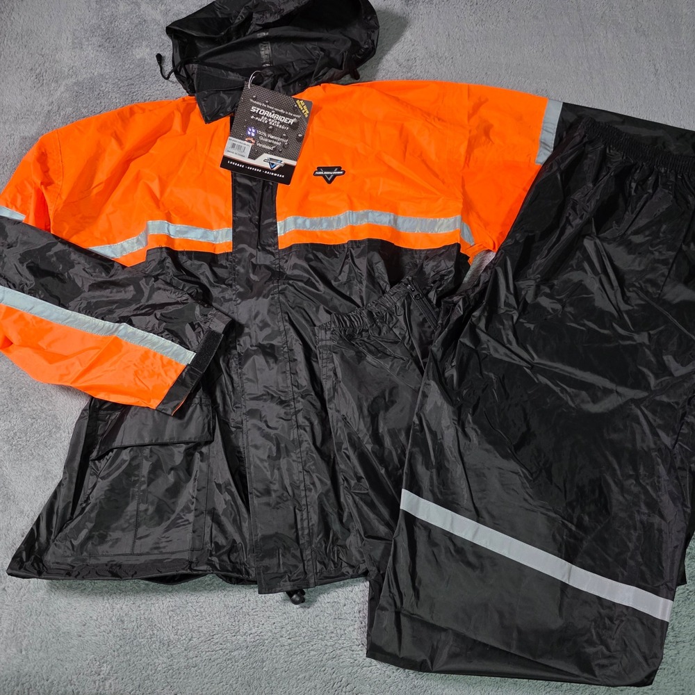 Nelson-Rigg Mens 3XL Rainsuit Orange Black Stormrider SR-6000 Waterproof 2pc